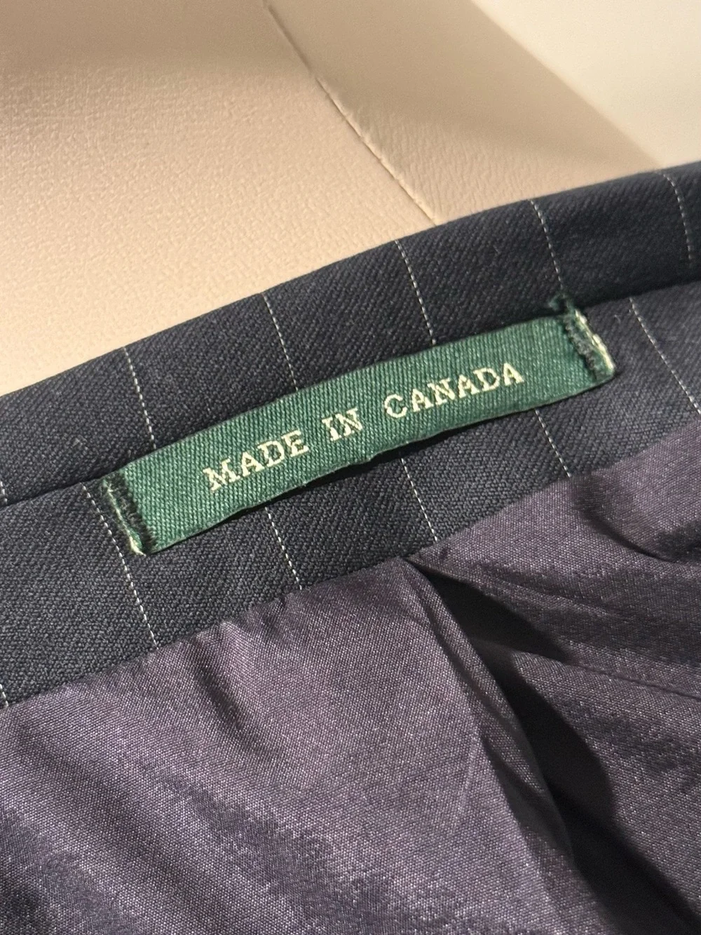 Vintage Lauren Ralph Lauren Navy Pinstripe Wool Blazer 36R Made in Canada Men